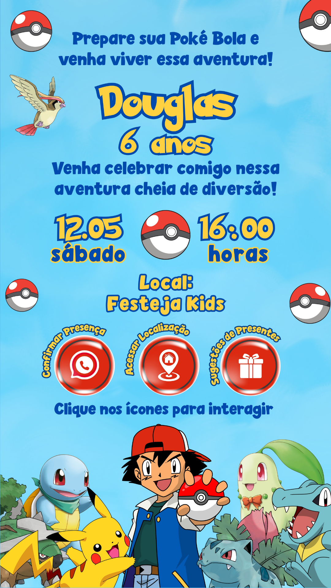 Convite Interativo - Pokémon